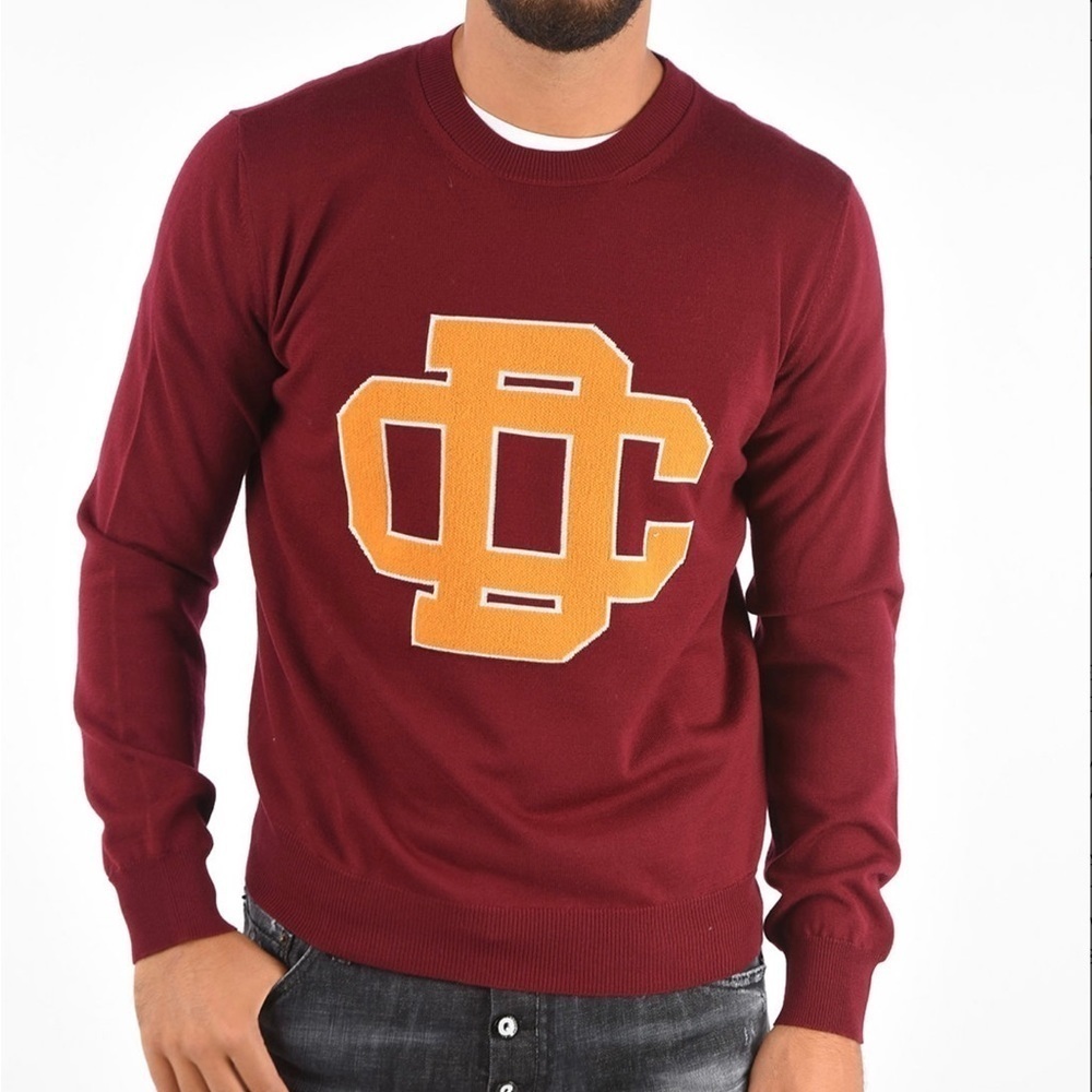DSQUARED2 Maxi Logo Unisex Burgundy Jumper Knit Sweater Pullover​​​​​​​ - Picture 5 of 11